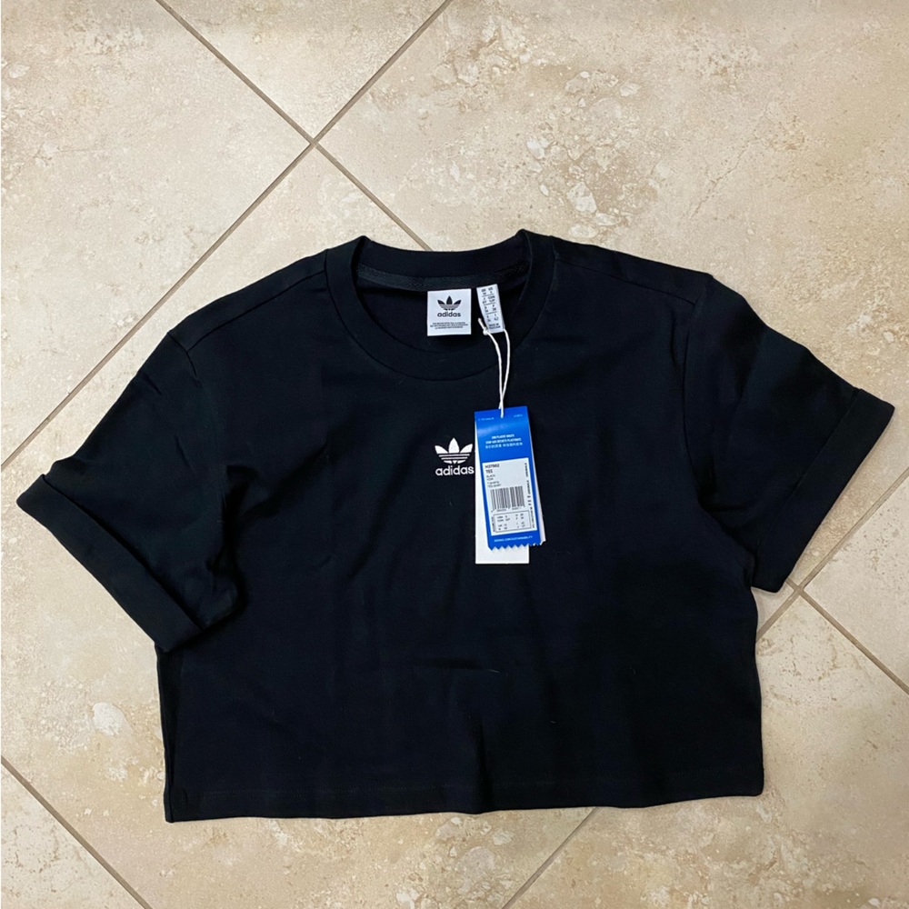Black Cropped Adidas Tshirt